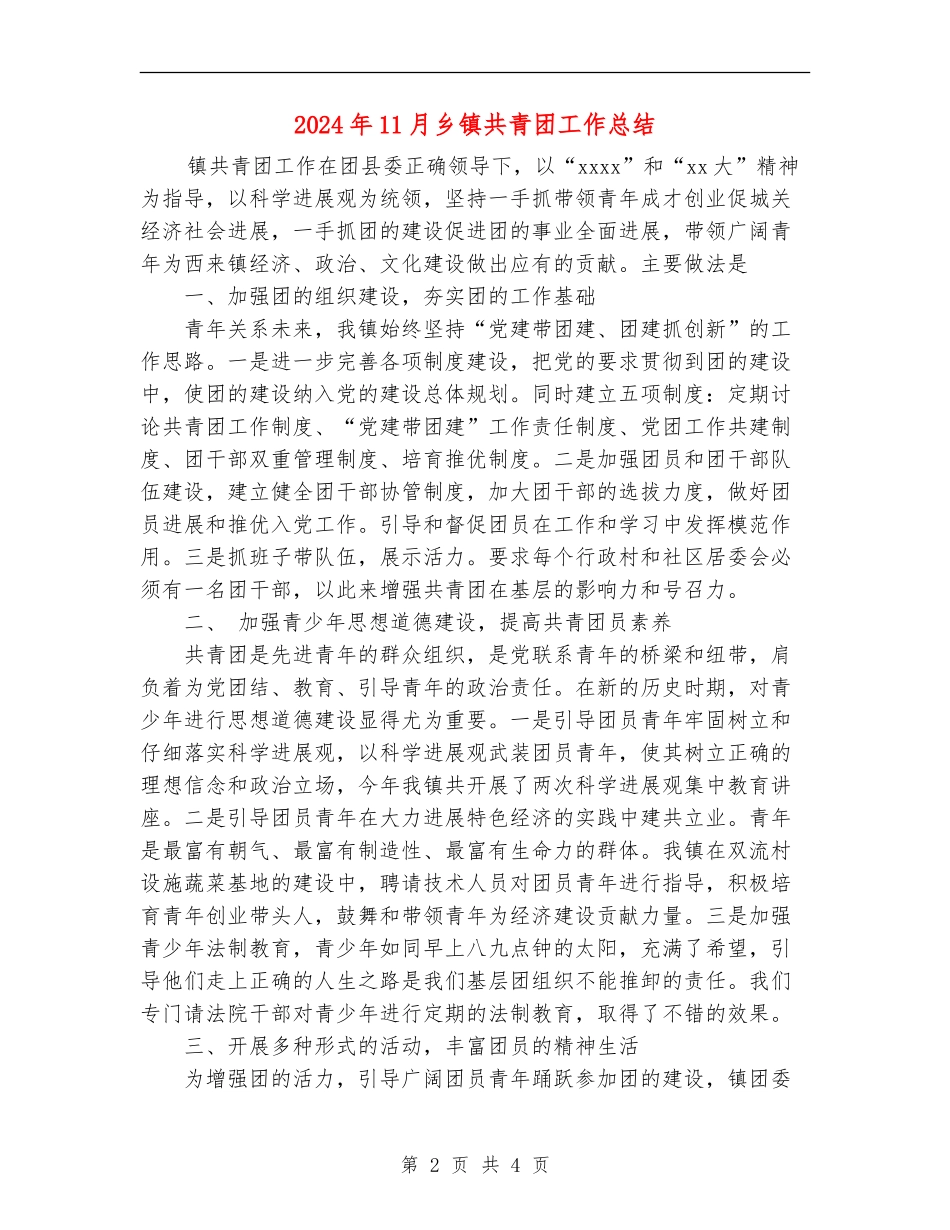 2024年11月乡镇共青团工作总结_第2页