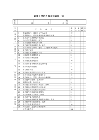 管理人员的人事考绩表