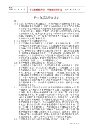 护士分层次培训计划(DOC30页)