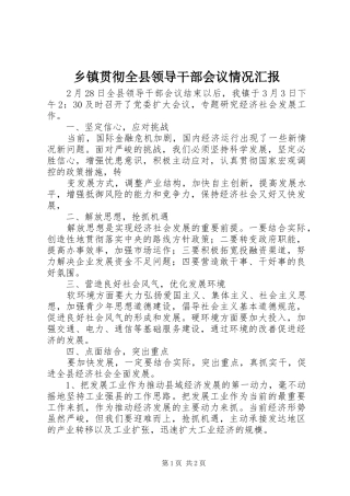 乡镇贯彻全县领导干部会议情况汇报 