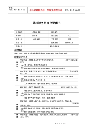 总机话务员岗位说明书