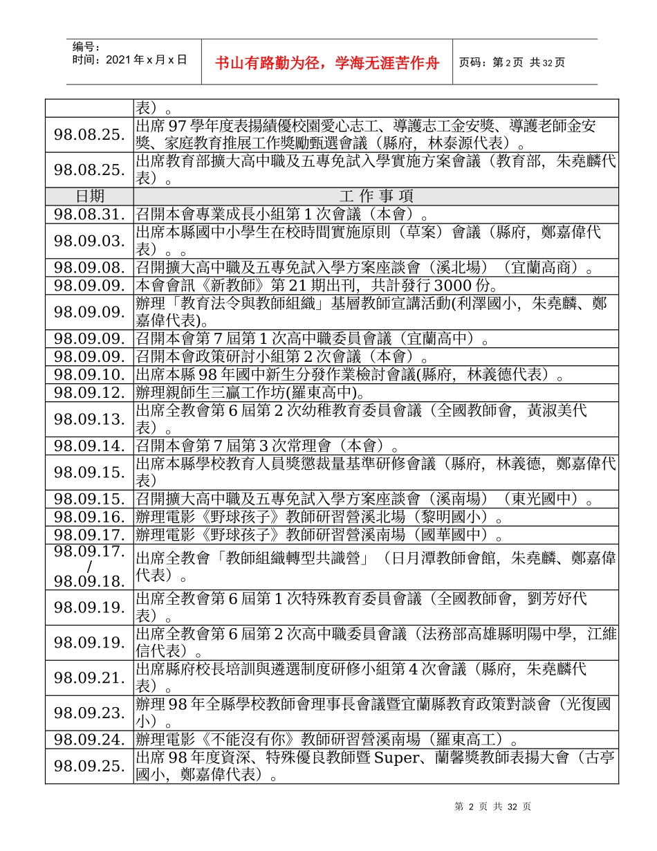 社团法人宜兰县教师会第7届第3次理监事联席会议会议纪..._第2页