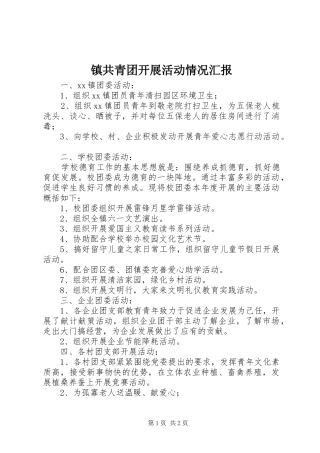 镇共青团开展活动情况汇报 