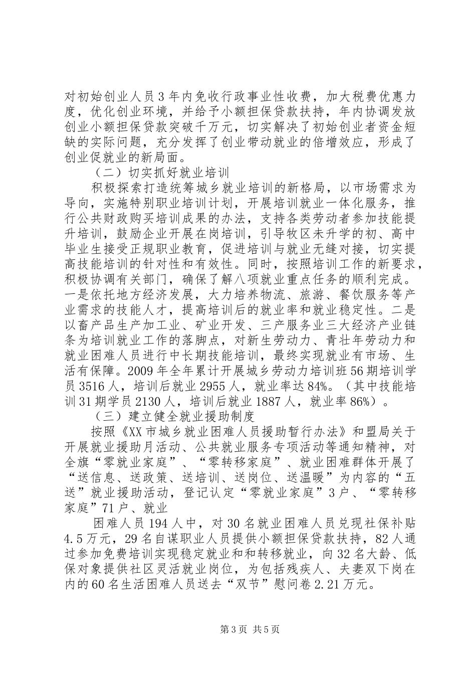 关于就业局工作情况的汇报 _第3页