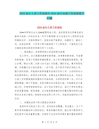 2024会计人员工作总结与2024会计出纳工作总结范文汇编