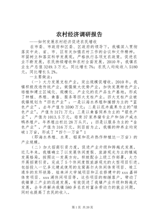 农村经济调研报告 