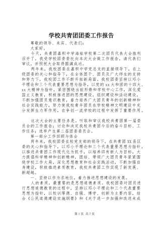 学校共青团团委工作报告 