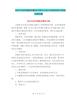 2024年水环境综合整治方案与2024年法制宣传日策划方案汇编
