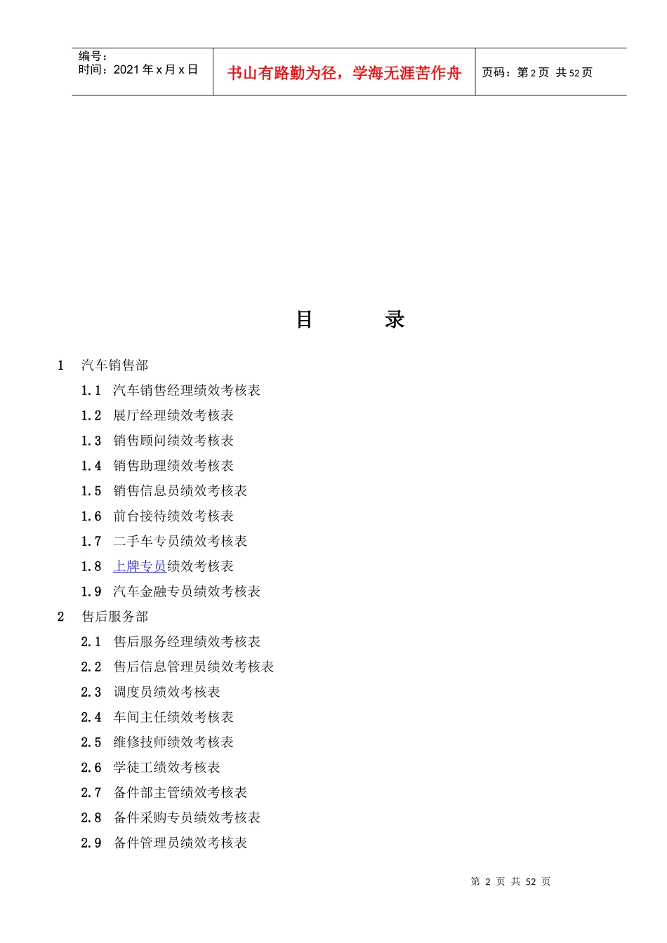汽车公司岗位员工绩效考核表_2_第2页