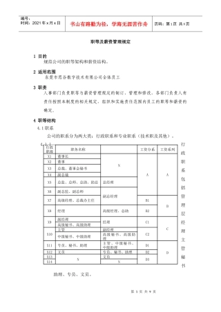 职等及薪资管理规定