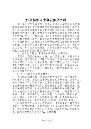 作风整顿自查报告范文2则