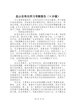 赴山东寿光学习考察报告（×乡镇） 