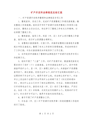 矿产开发科规范总结汇报