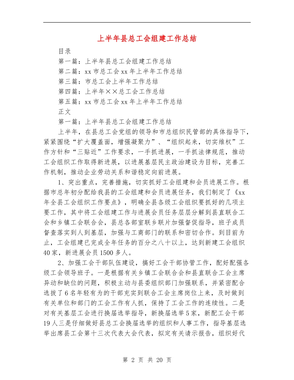 上半年县总工会组建工作总结_第2页