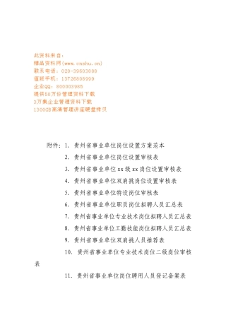 贵州省事业单位岗位设置审核表汇编