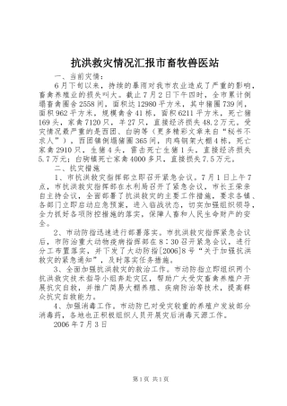 抗洪救灾情况汇报市畜牧兽医站 