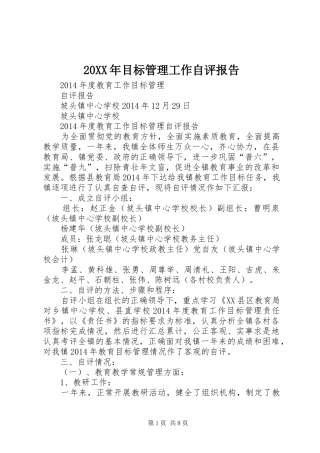 20XX年目标管理工作自评报告 (3)