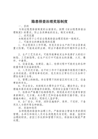 隐患排查治理奖惩规章制度 