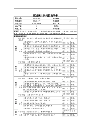 配送统计岗岗位说明书