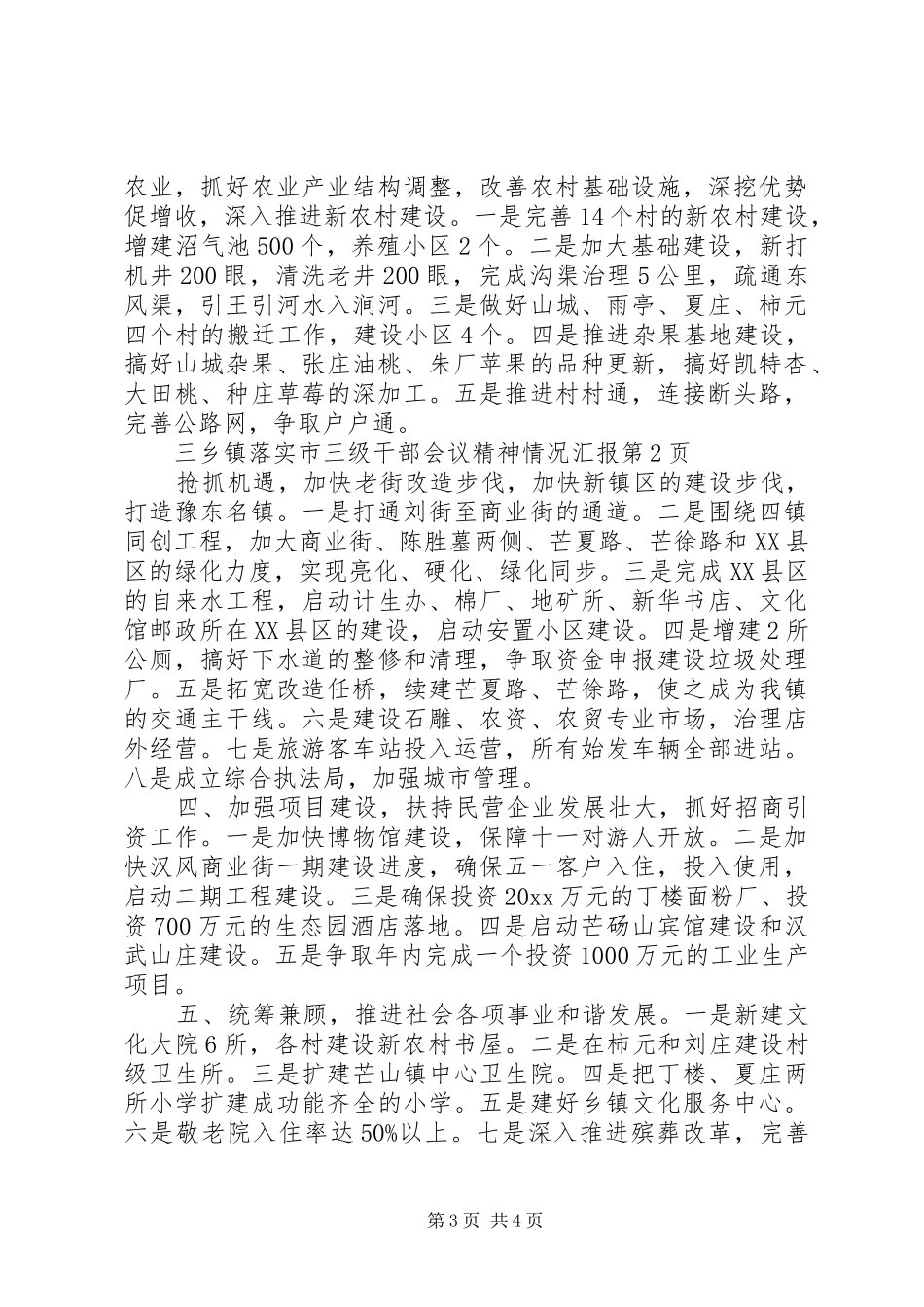 乡镇落实市三级干部会议精神情况汇报 _第3页