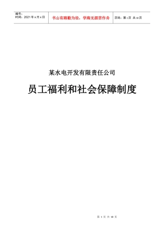 某水电开发公司员工福利和社会保障制度