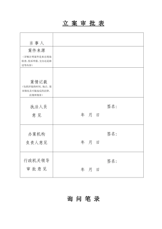 建设行政执法文书格式