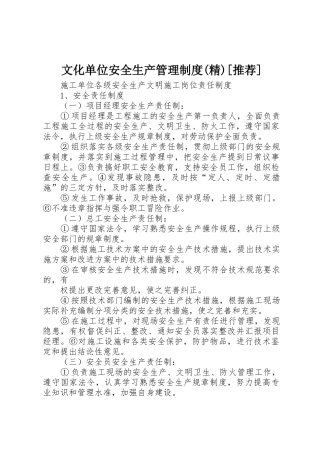文化单位安全生产管理规章制度(精)[推荐] 