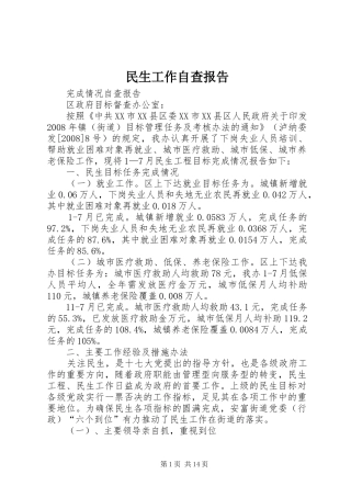 民生工作自查报告 