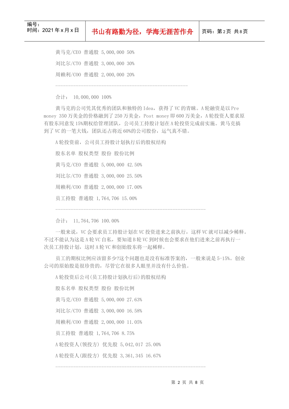 查立：创业公司如何分配股份与期权_第2页