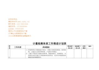 计量检测体系工作推进计划表