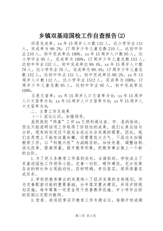 乡镇双基迎国检工作自查报告