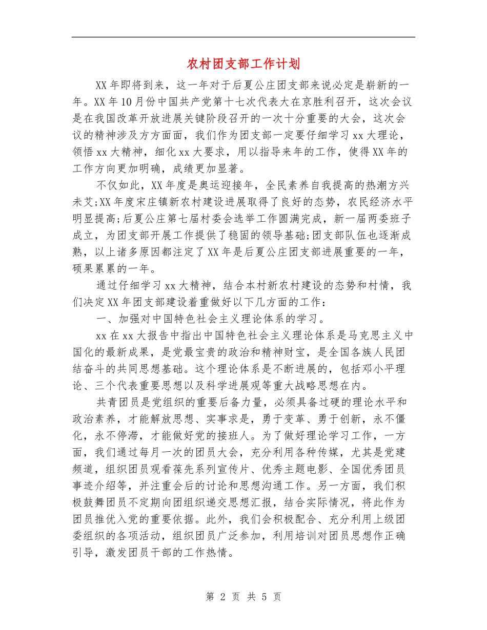 农村团支部工作计划_第2页