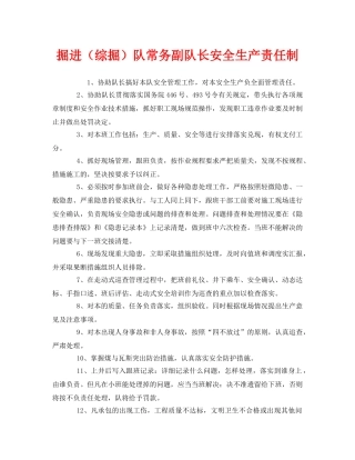 《安全管理制度》之掘进（综掘）队常务副队长安全生产责任制 