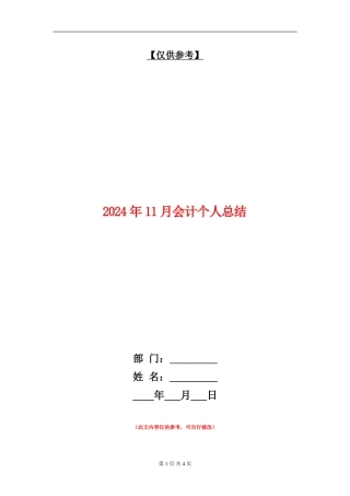 2024年11月会计个人总结【最新版】