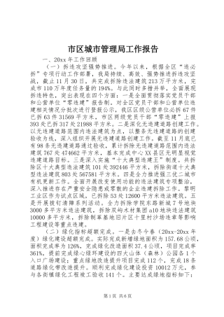 市区城市管理局工作报告 