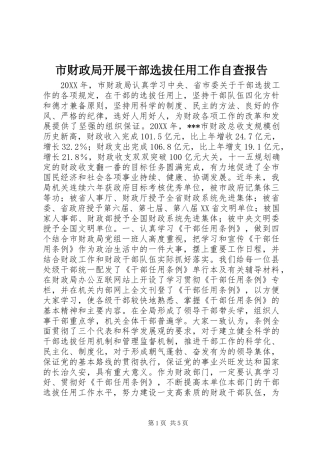 市财政局开展干部选拔任用工作自查报告 