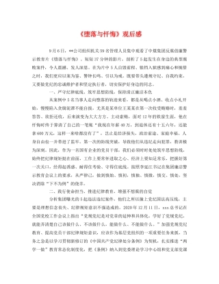 《堕落与忏悔》观后感 