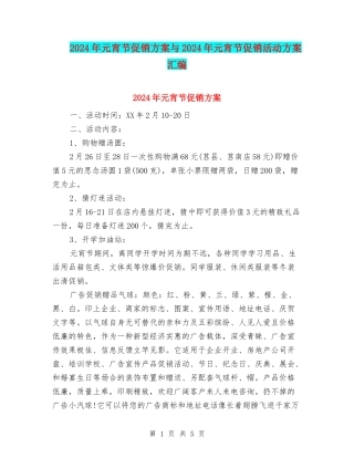 2024年元宵节促销方案与2024年元宵节促销活动方案汇编.doc