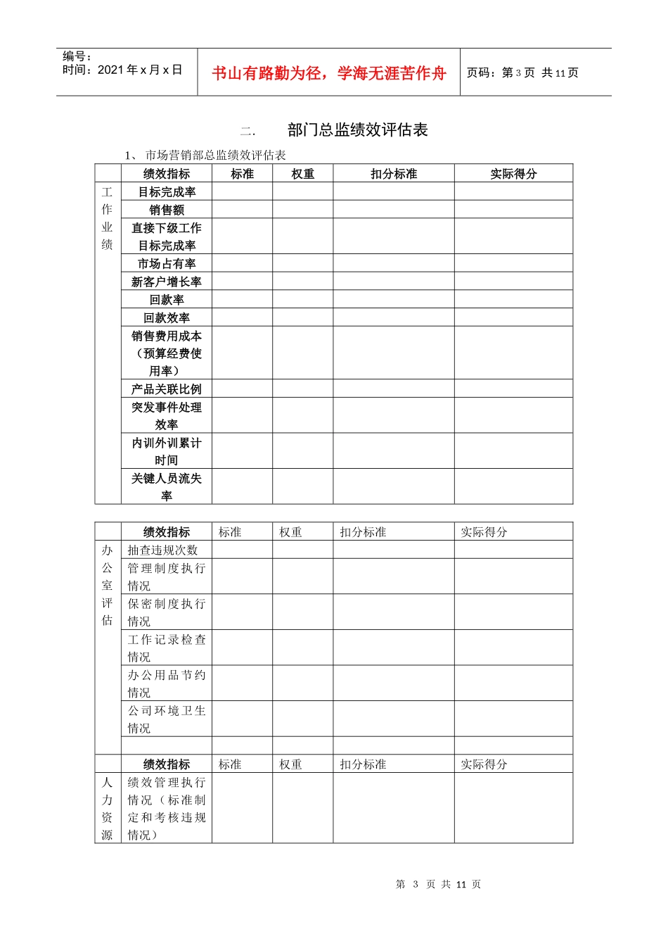 某重型企业关键岗位绩效评估表单_第3页