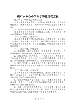 横石水中心小学办学特色情况汇报 