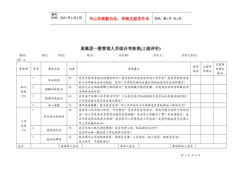某集团一般管理人员综合考核表(1)_第2页