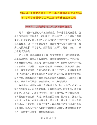 2024年11月党员学习三严三实心得体会范文与2024年11月公务员学习三严三实心得体会范文汇编