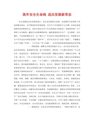 《安全管理文档》之筑牢安全生命线 适应发展新常态 