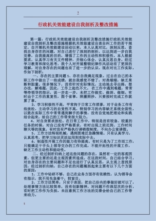 行政机关效能建设自我剖析及整改措施