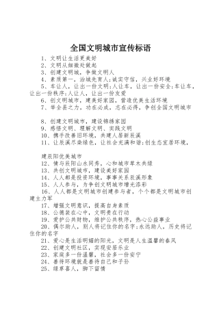 全国文明城市宣传标语大全 (2)
