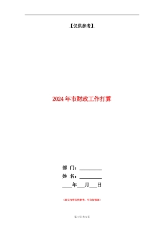 2024年市财政工作打算