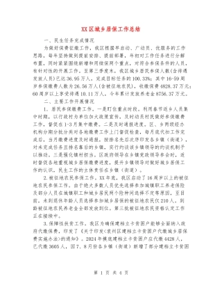 XX区城乡居保工作总结
