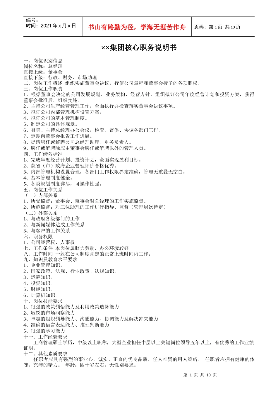 某IT集团核心职务说明书_第1页