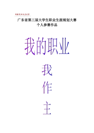 广东省第三届大学生职业生涯规划大赛个人参赛作品