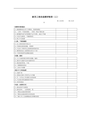 新员工培训成绩评核表（C）